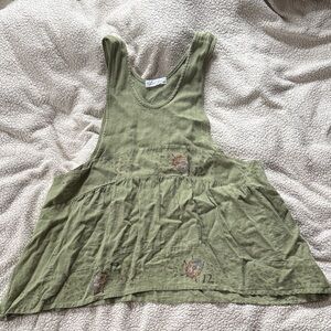 Bluefish sage green linen tunic with ladybugs